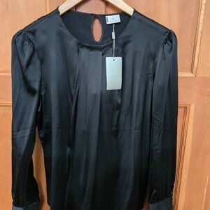 Bogner Women's Black Blouse Silk and Elastane Size 12 New With Tags